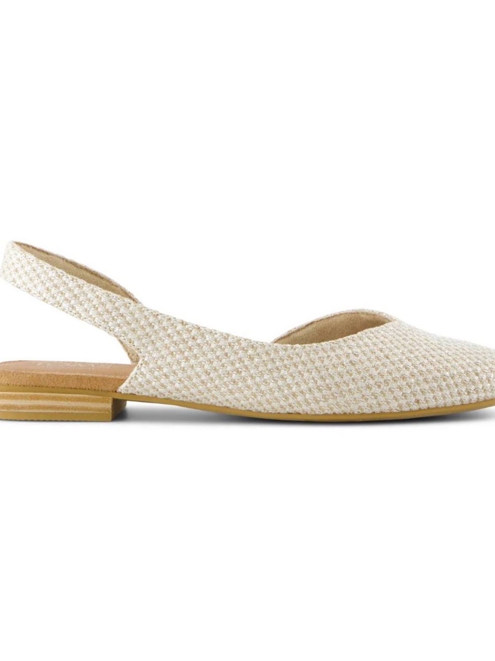 TOMS | Women's Alene Cream Tan Woven Slingback d’Orsay Flats 10 Career Secretary - Picture 3 of 16